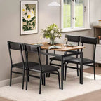 Industrial Dining Table Set for 4, Wooden Kitchen Table Set, Farmhouse Breakfast Nook Furniture Set, for Dining Room, Apartment, Studio