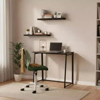 Set scrivania pieghevole 3 pezzi FurnitureR con sedia girevole regolabile e 2 mensole da parete galleggianti, combinazione salvaspazio per studio e postazione di lavoro, design moderno