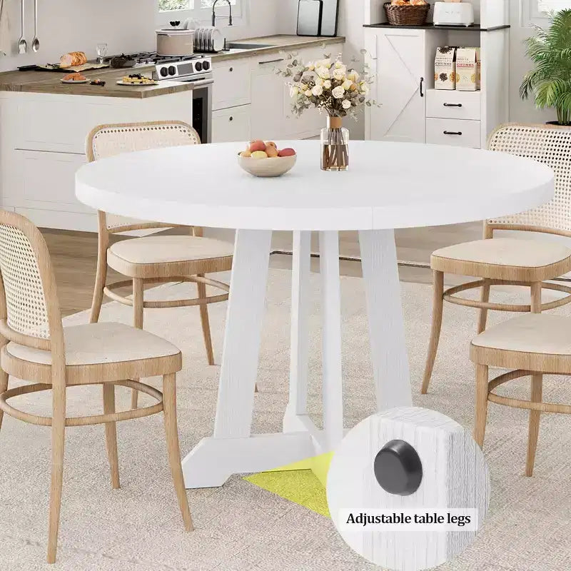 Tavolo da pranzo rotondo per 4-6 persone, tavolo da pranzo da 120 cm con base a piedistallo in legno (solo tavolo)