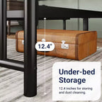 Elegante Struttura Letto Matrimoniale in Metallo da 14 Pollici con Testiera e Pediera Vintage, Nessun Box Spring, Contenitore Sottoletto, Silenzioso e Facile da Montare
