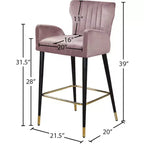 Meridian Furniture, Sgabello Luxe in velluto rosa, Set da 2