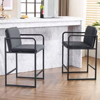 Okak 24Sgabelli da bar moderni imbottiti altezza bancone set da 2, sgabelli da bancone minimalisti con braccioli, struttura in metallo e sedile imbottito per cucina
