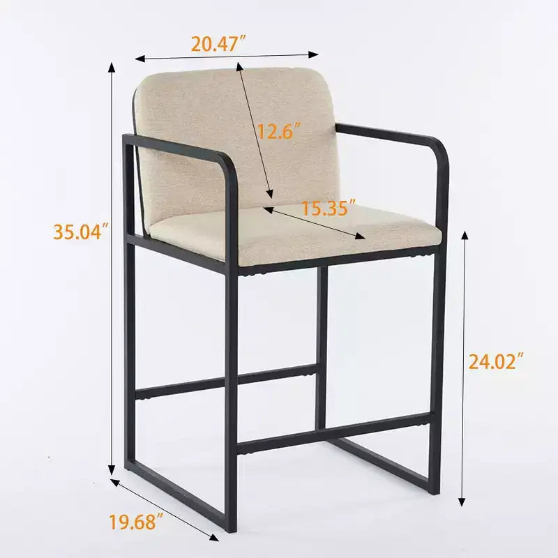Okak 24Sgabelli da bar moderni imbottiti altezza bancone set da 2, sgabelli da bancone minimalisti con braccioli, struttura in metallo e sedile imbottito per cucina