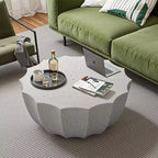 Tavolino da caffè rotondo da esterno da 35 pollici, design moderno ed elegante, impermeabile e senza necessità di montaggio, tavolo da caffè per patio e giardino