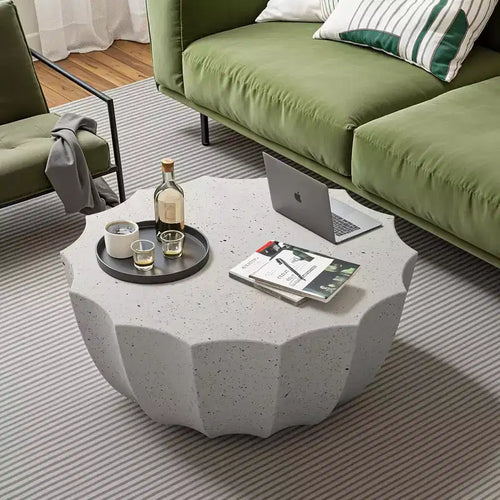 Tavolino da caffè rotondo da esterno da 35 pollici, design moderno ed elegante, impermeabile e senza necessità di montaggio, tavolo da caffè per patio e giardino