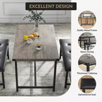 Set da Tavolo da Pranzo per 4, Set Tavolo da Cucina Piccolo, Tavolo da Cucina in Legno Industriale Moderno, 2 Panche Imbottite, Struttura in Metallo, per Soggiorno