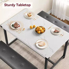 Set da Tavolo da Pranzo per 4, Set Tavolo da Cucina Piccolo, Tavolo da Cucina in Legno Industriale Moderno, 2 Panche Imbottite, Struttura in Metallo, per Soggiorno