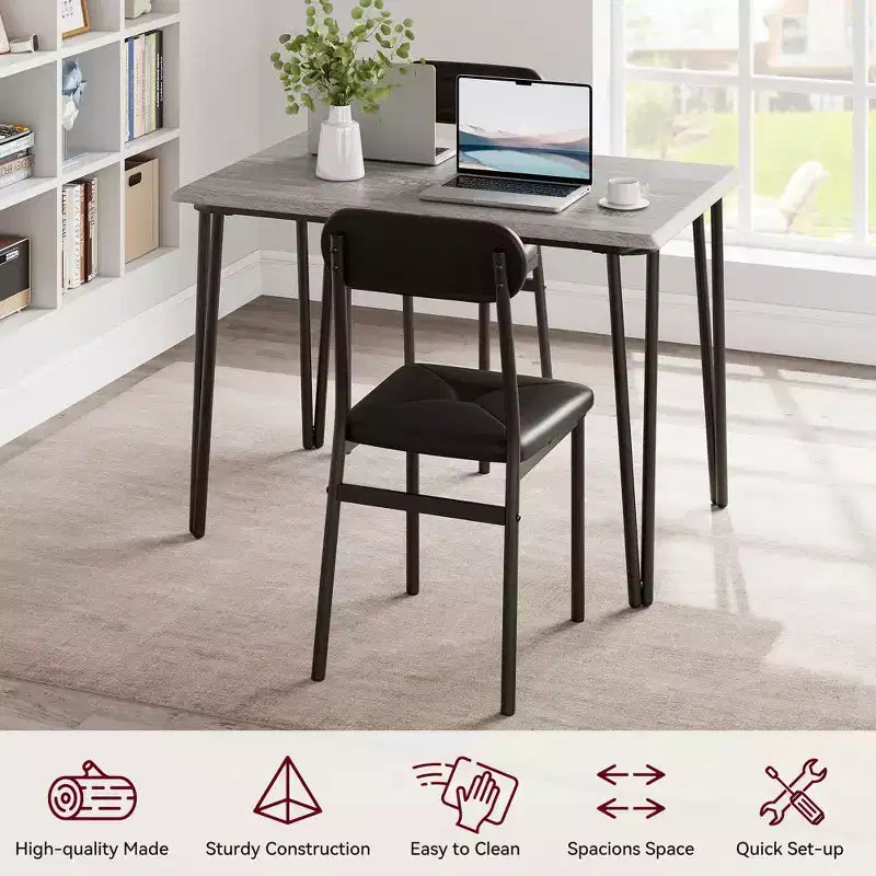 Set Tavolo da Pranzo per 4 Persone, Tavolo da Cucina Rettangolare e Set Accent Dinette, Set Mobili da Sala da Pranzo Moderni in Legno, per Cucina, Casa