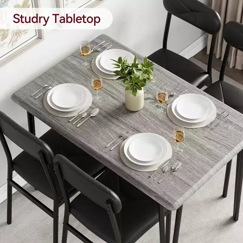 Set Tavolo da Pranzo per 4 Persone, Tavolo da Cucina Rettangolare e Set Accent Dinette, Set Mobili da Sala da Pranzo Moderni in Legno, per Cucina, Casa