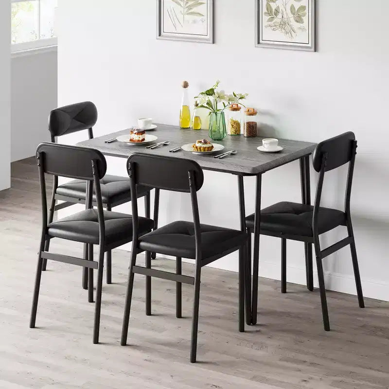 Set Tavolo da Pranzo per 4 Persone, Tavolo da Cucina Rettangolare e Set Accent Dinette, Set Mobili da Sala da Pranzo Moderni in Legno, per Cucina, Casa