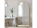 MAYEERTY Gold 23.62 x 66.93 Inch Arch Shaped Thin Edged Aluminum Alloy Full Length Mirror with Stand for Living Room and Bedroom Wall Decor