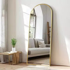 Specchio a figura intera MAYEERTY Gold da 23,62 x 66,93 pollici a forma di arco con bordo sottile in lega di alluminio e supporto per la decorazione della parete del soggiorno e della camera da letto