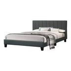 Royal Hampton Modern Platform Full Size Bed, Plush Tufted Upholstery, Charcoal Gray