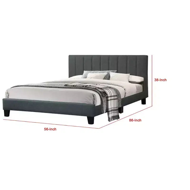 Royal Hampton Letto matrimoniale moderno con piattaforma, rivestimento in peluche trapuntato, grigio antracite