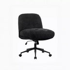 Sedia a gambe incrociate su ruote: sedile spesso più ampio, girevole ergonomica per scrivania/toeletta, nera