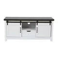 LuxenHome 47.3W Farmhouse TV Stands for Living Room with Sliding Barn Door, Media Console with Storage and Drawer White
