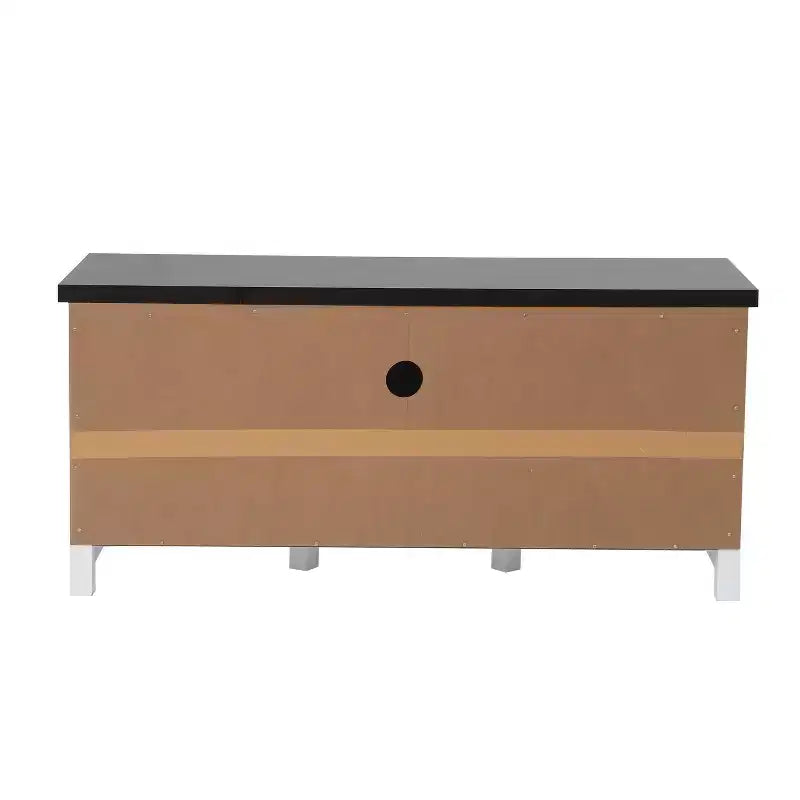 LuxenHome Mobile TV 47,3W stile fattoria per soggiorno con porta scorrevole a granaio, console multimediale con vani portaoggetti e cassetto Bianco