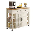 Kitchen Island on Wheels with 2 Drawers Wood Rolling Kitchen Cart with Adjustable Open Shelves for Kitchen Dining Room