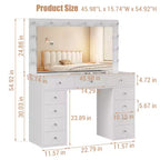 Toeletta con presa di corrente, vanity da 11 cassetti con specchio e 12 luci LED, adatta per camere da letto