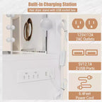 Toeletta con presa di corrente, vanity da 11 cassetti con specchio e 12 luci LED, adatta per camere da letto