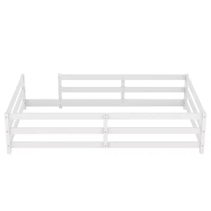 Bellemave Letto a terra singolo, letto a terra Montessori con recinzione, letto Montessori per bambini, letto a terra Montessori in legno per bambini, ragazze, ragazzi