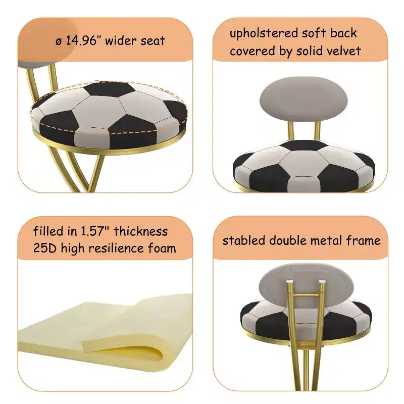 Okak Sgabelli da bar rotondi in pelle, altezza bancone con schienale, set da 2, sedie per isola con poggiapiedi, sgabelli da bancone per cucina