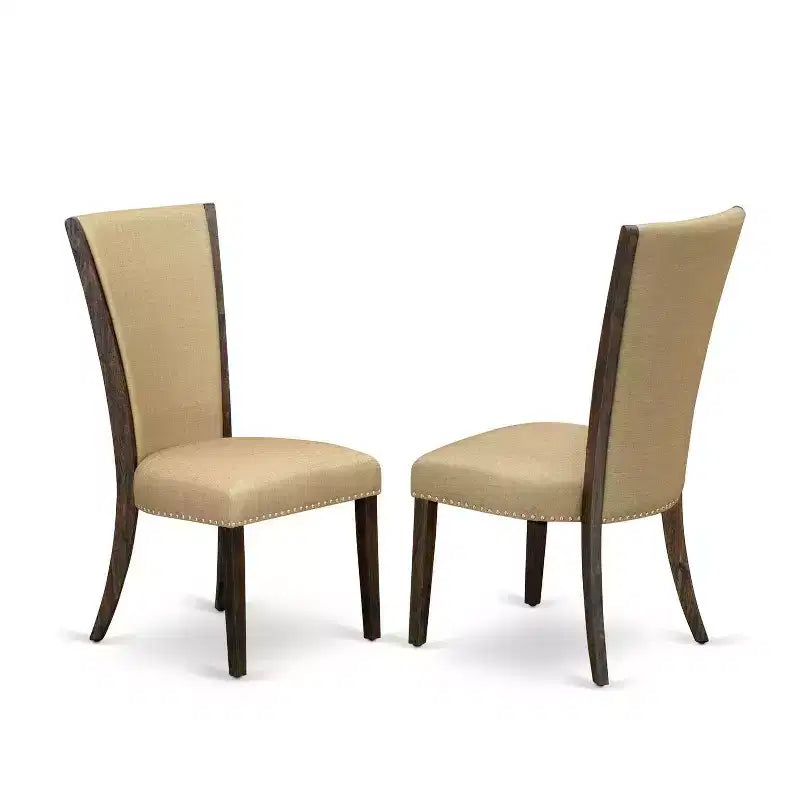 HomeStock Tavolo da pranzo rettangolare a 6 pezzi in legno massello con finitura Jacobean anticata, con 1 panca e 4 sedie