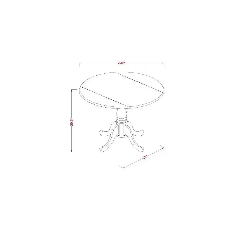 Set da pranzo da 3 pezzi in legno massello con finitura mogano - 4 posti a sedere