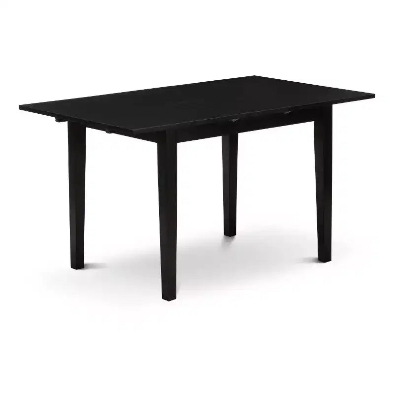 HomeStock Set tavolo da pranzo rettangolare 3 pezzi con piano in legno massello finitura nera e prolunga a farfalla