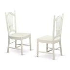 HomeStock Set da pranzo in 5 pezzi, finitura bianco lino, piano in legno massello - Con alette a ribalta - 4 posti