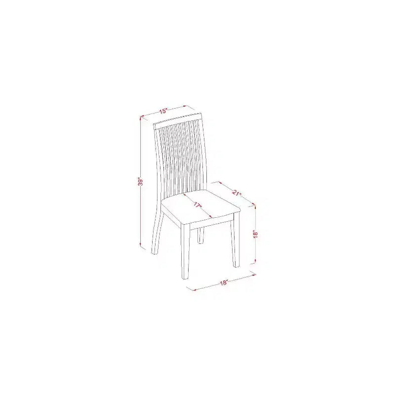 Set da pranzo in legno massiccio a 5 pezzi con finitura mogano - 4 posti a sedere