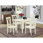 HomeStock Set da Pranzo 5 Pezzi con Top in Legno Massello Finitura Lino Bianco - Posti a Sedere per 4