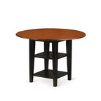 HomeStock 5-Pc Black and Cherry Finish Solid Wood Top - Round Dining Room Set - Seats-4