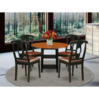 HomeStock Set da Pranzo Rotondo da 5 Pezzi con Piano in Legno Massello Finitura Nera e Ciliegio - 4 Posti