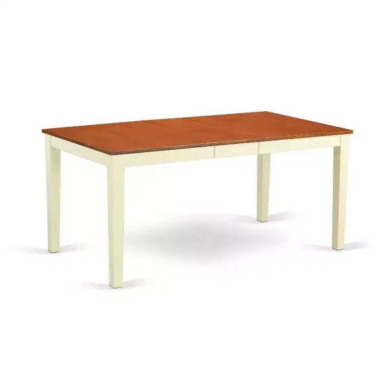 HomeStock Tavolo da pranzo rettangolare a 6 pezzi, piano in legno massello con finitura color latticello e ciliegio, con 1 panca e 4 sedie