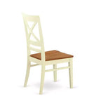 HomeStock Tavolo da pranzo rettangolare a 6 pezzi, piano in legno massello con finitura color latticello e ciliegio, con 1 panca e 4 sedie
