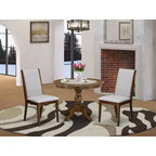 Set da pranzo da 3 pezzi in legno massello con finitura acacia e noce - con schienale alto - 4 posti a sedere
