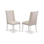 HomeStock Tavolo da pranzo a 5 pezzi con piano in legno massello finitura bianco lino e 4 sedie Parson