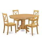 HomeStock 5-Pc Natural Oak Finish Solid Wood Top Dining table with 4 Chairs
