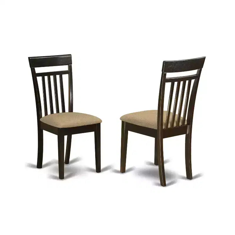 Set Tavolo da Pranzo Cucina - Sedie in Legno - Tavolo Finitura Cappuccino - Sedile in Lino - Tavolo Piccolo Rotondo