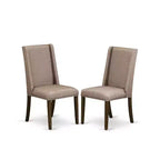 HomeStock Set tavolo da pranzo rettangolare a 7 pezzi in legno massello con finitura Jacobean anticata e 6 sedie Parson
