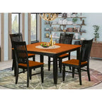 Set da pranzo moderno 5 pezzi - Tavolo da pranzo e 4 sedie - Finitura ciliegio nero - Set da cucina per spazi ridotti