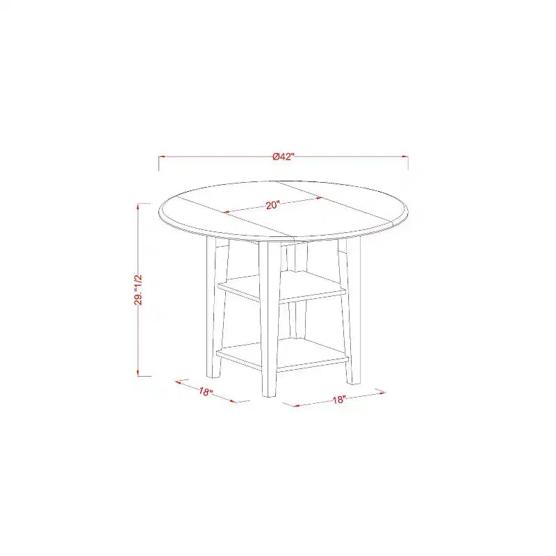 HomeStock set da pranzo da 3 pezzi in legno massello con piano color latticello e ciliegio - rotondo - 4 posti