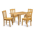 HomeStock 5-Pc Natural Oak Finish Solid Wood Top - Dining Room Set - Seats 4