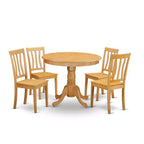 HomeStock 5-Piece Round Natural Oak Finish Solid Wood Top Dining table with 4 Chairs
