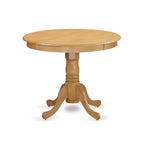 Tavolo da pranzo HomeStock con piano rotondo in legno massello e 4 sedie, finitura rovere naturale, 5 pezzi