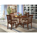 HomeStock Set da pranzo 5 pezzi in legno massello con finitura mogano e 4 sedie con schienale a doghe