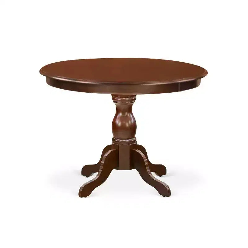 HomeStock Set da pranzo 5 pezzi in legno massello con finitura mogano e 4 sedie con schienale a doghe