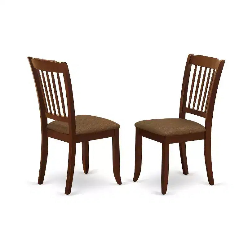 HomeStock Set da pranzo 5 pezzi in legno massello con finitura mogano e 4 sedie con schienale a doghe