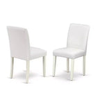 Set Tavolo da Pranzo a 3 Pezzi in Legno Massello con Finitura Lino Bianco